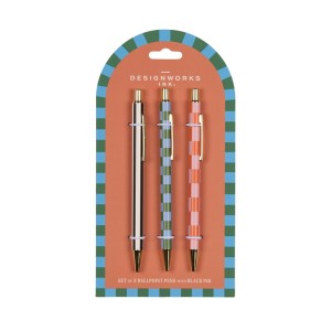 SBP-1002EU Adopo Set of 3 Pens - Stripes and Checks